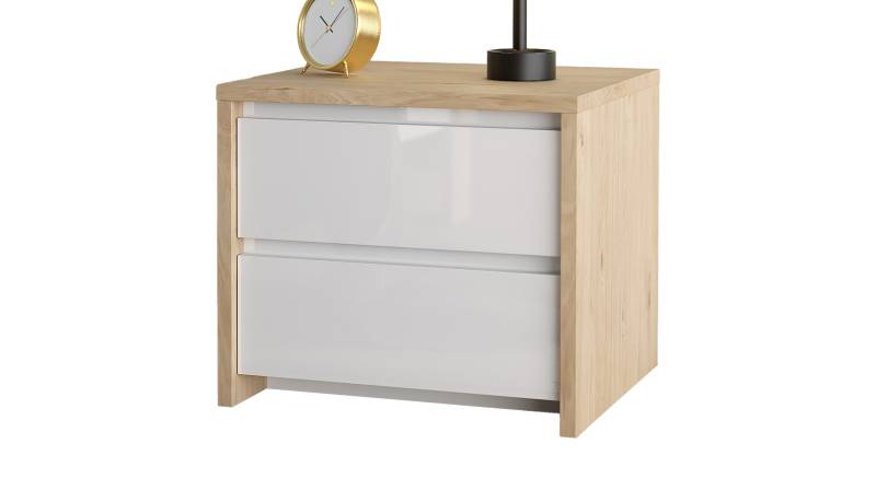 Nachttisch weiß hochglanz - Jackson Hickory 52 cm x 48 cm - NEXT Nachttisch weiß hochglanz - Jackson Hickory 52 cm x 48 cm - NEXT von Die Möbelfundgrube