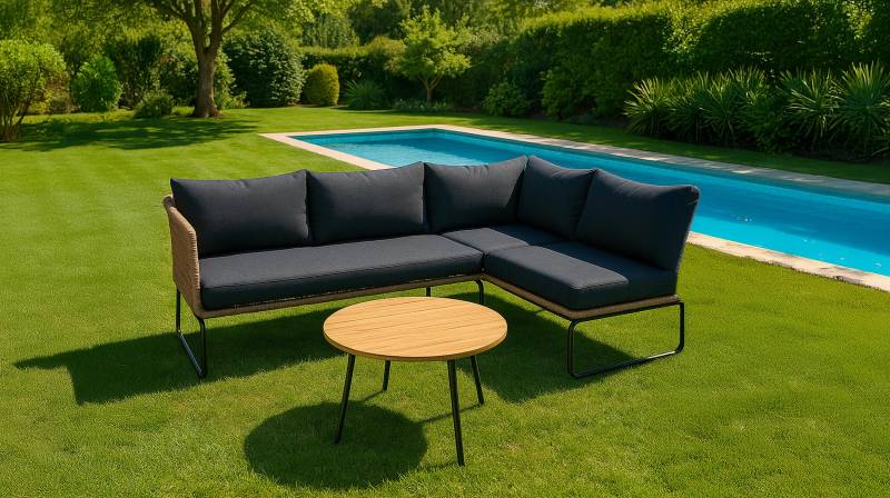 Gartenmöbel Set 3-teilig Teak Holz Tisch 70 x 40 cm - SERENO von Die Möbelfundgrube