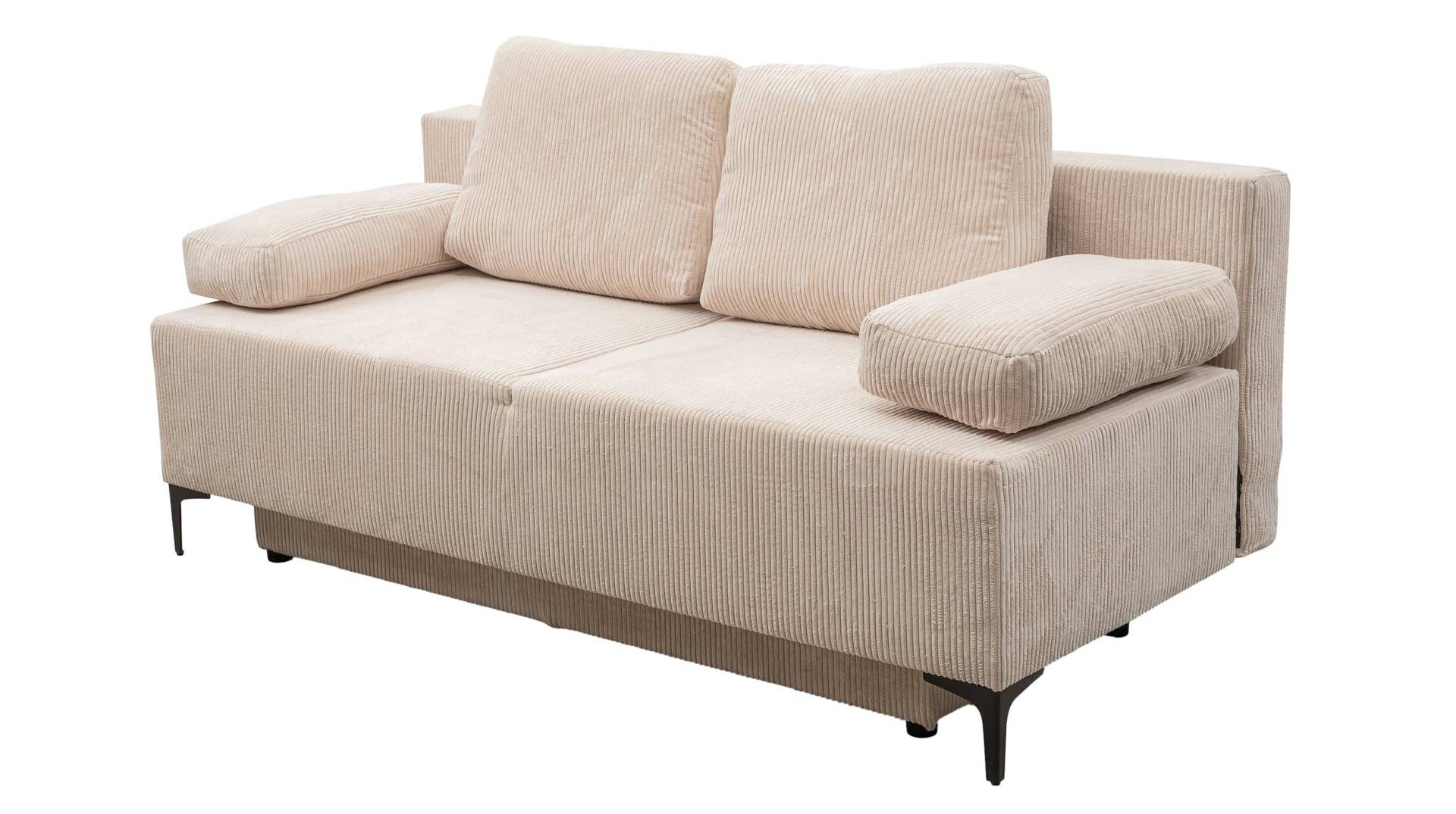 Schlafsofa Cordbezug creme 200 x 93 cm Bettkasten - DUBLIN von Die Möbelfundgrube