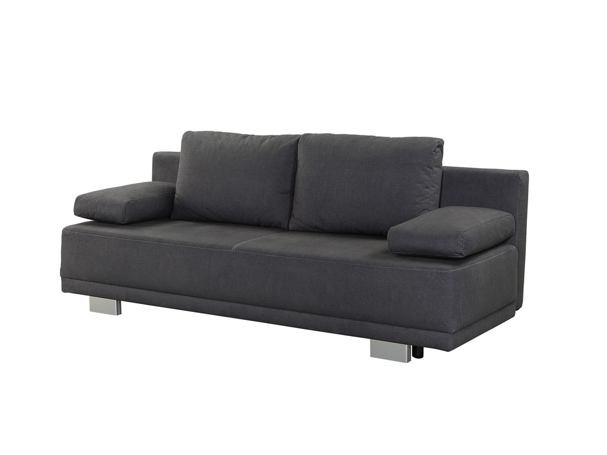 Schlafsofa mit Bettkasten dunkelgrau 197 x 82 cm - LILLY von Die Möbelfundgrube