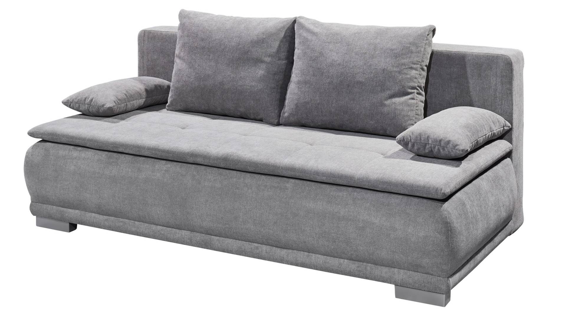 Schlafsofa grau -Topper - Bettkasten 208 x 105 cm - LUIGI von Die Möbelfundgrube