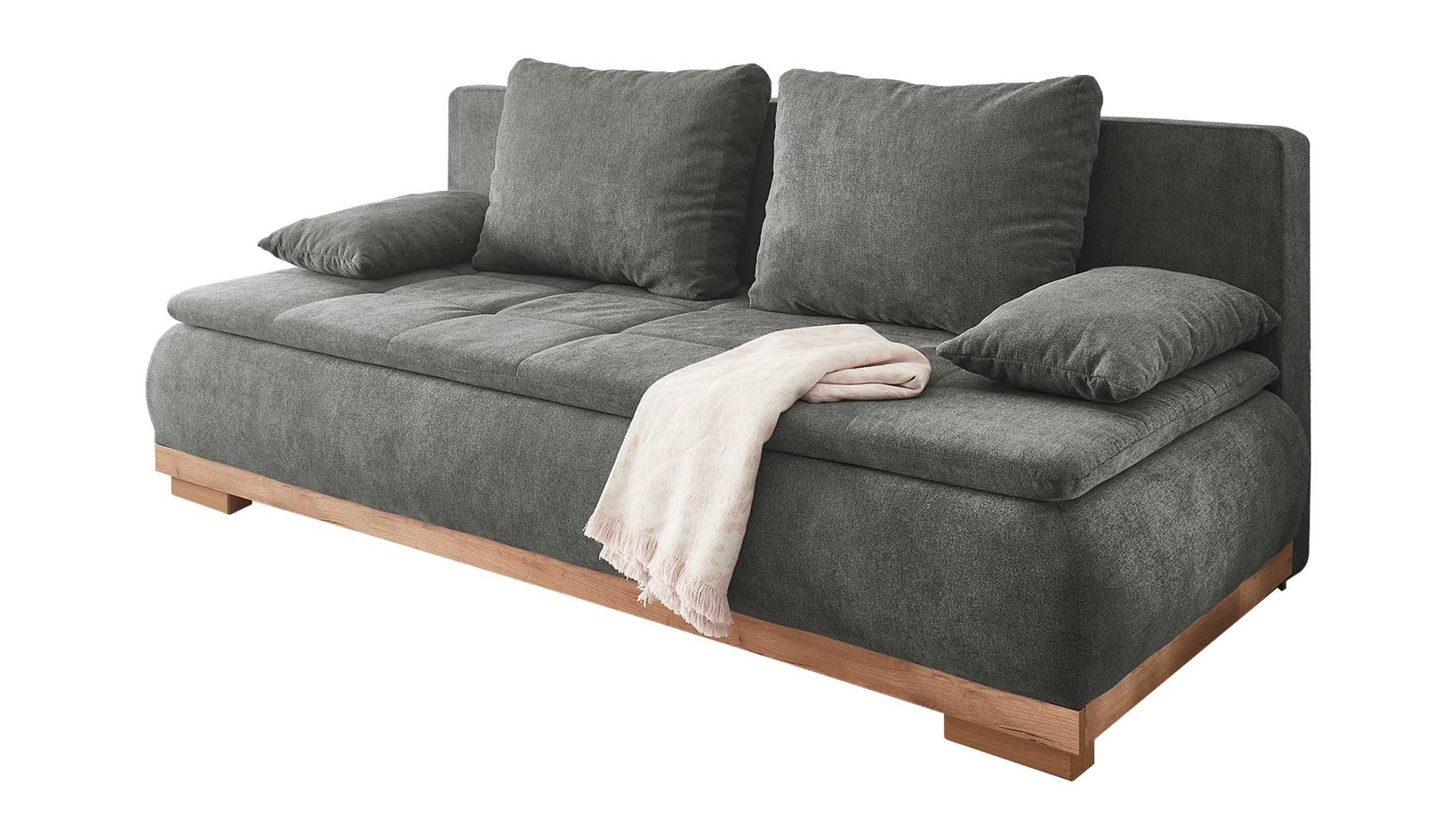 Schlafsofa grau mit Bettkasten 208 x 105 cm - AMBRA von Die Möbelfundgrube