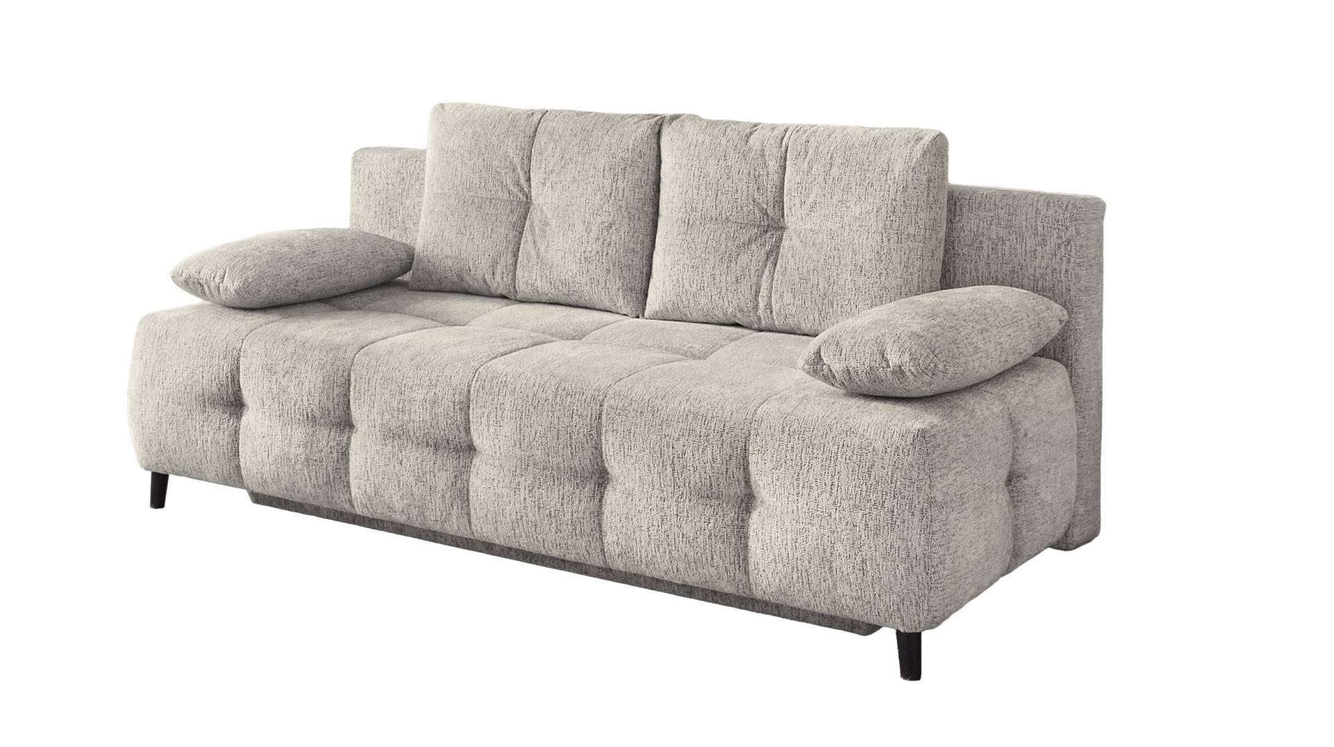 Schlafsofa grau mit Bettkasten Federkern 207 cm - PHIL von Die Möbelfundgrube