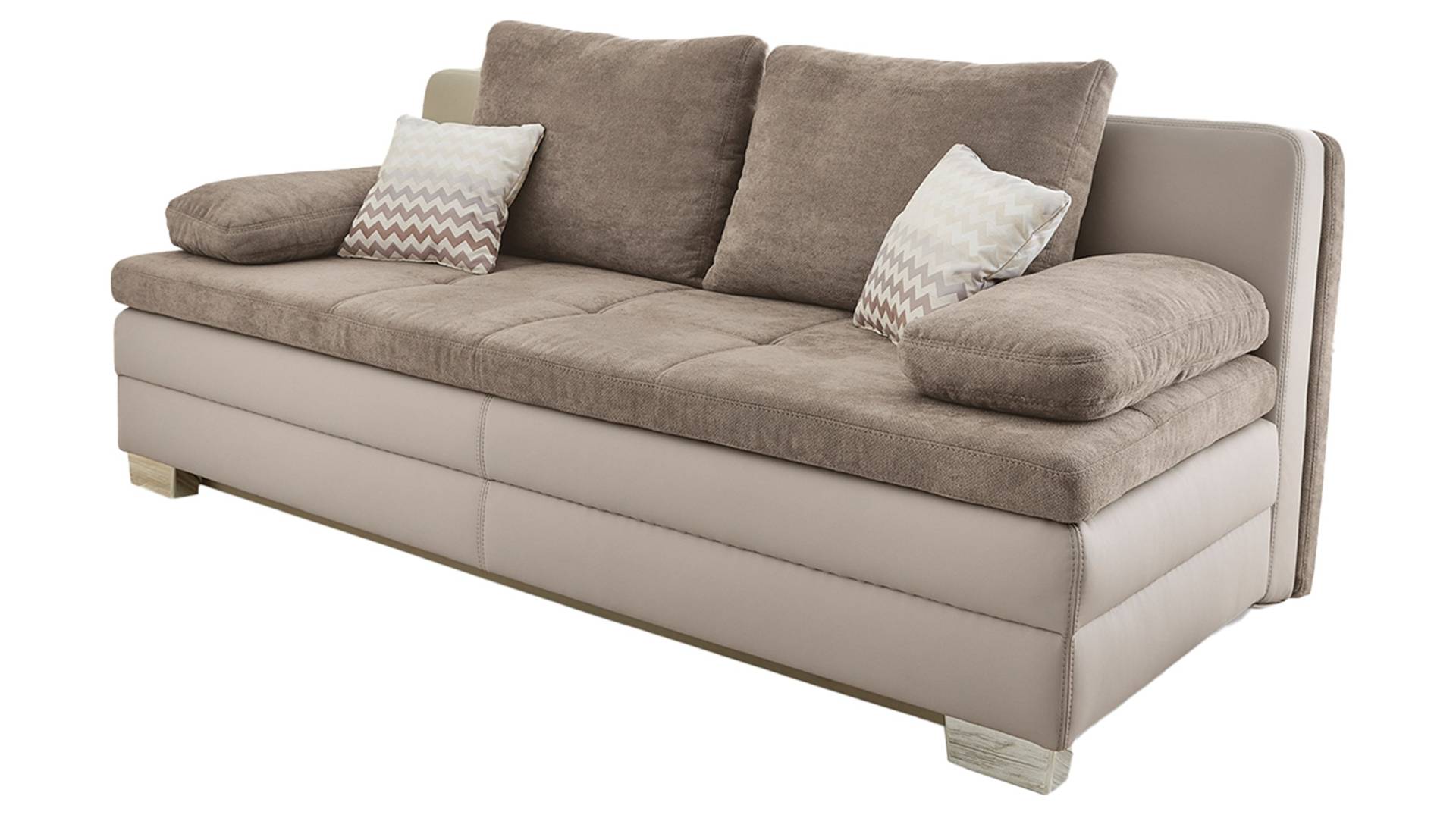 Schlafsofa mit Bettkasten beige 203 x 106 cm - LESLO von Die Möbelfundgrube