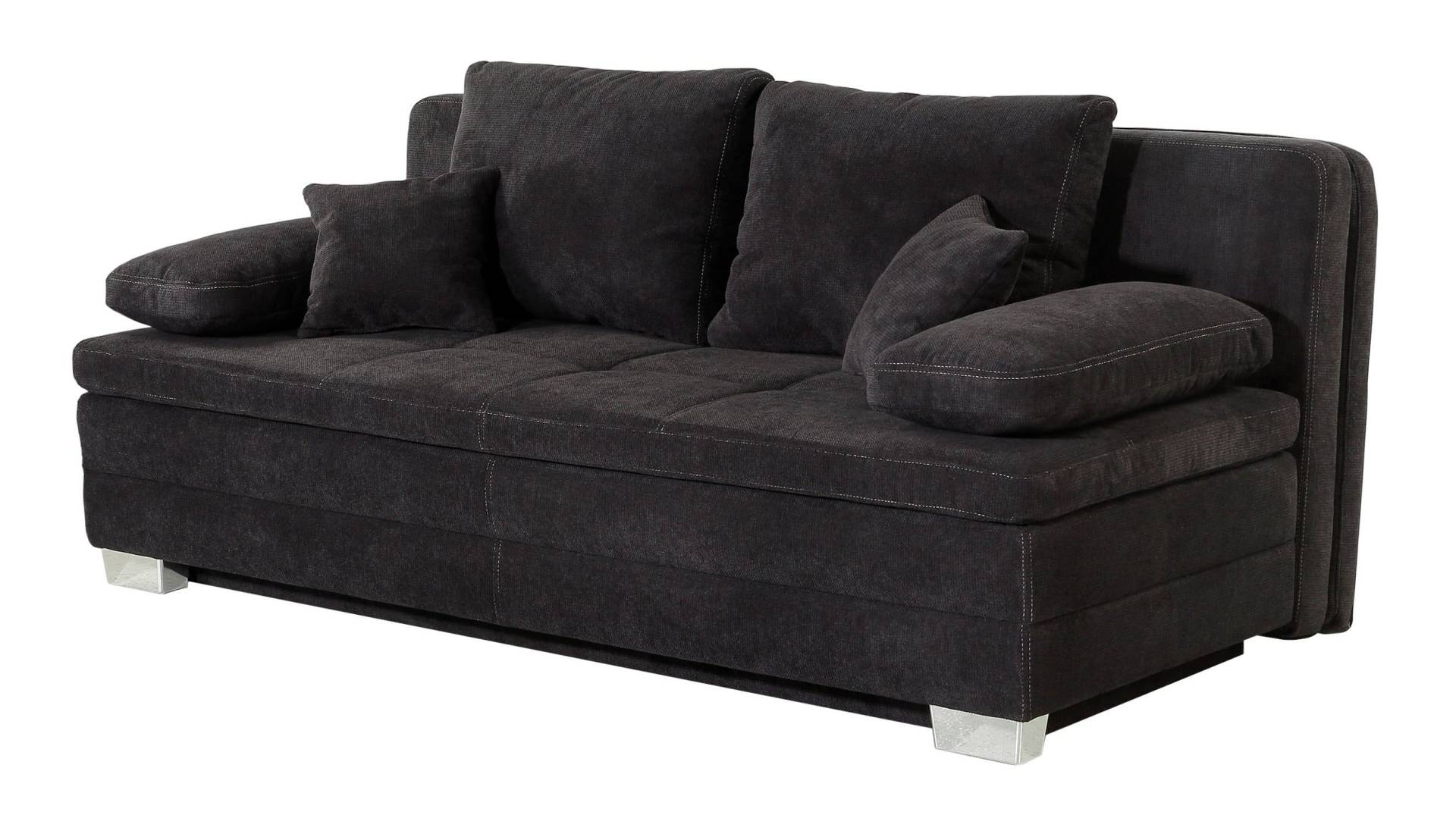 Schlafsofa schwarz inkl. Topper - Bettkasten 203 cm - LINDAU von Die Möbelfundgrube