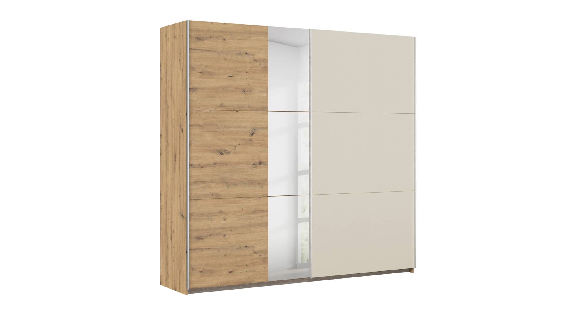 Schwebetürenschrank beige Eiche Spiegel 218 cm - rauch - MONTARIO Schwebetürenschrank beige Eiche Spiegel 218 cm - rauch - MONTARIO von Die Möbelfundgrube