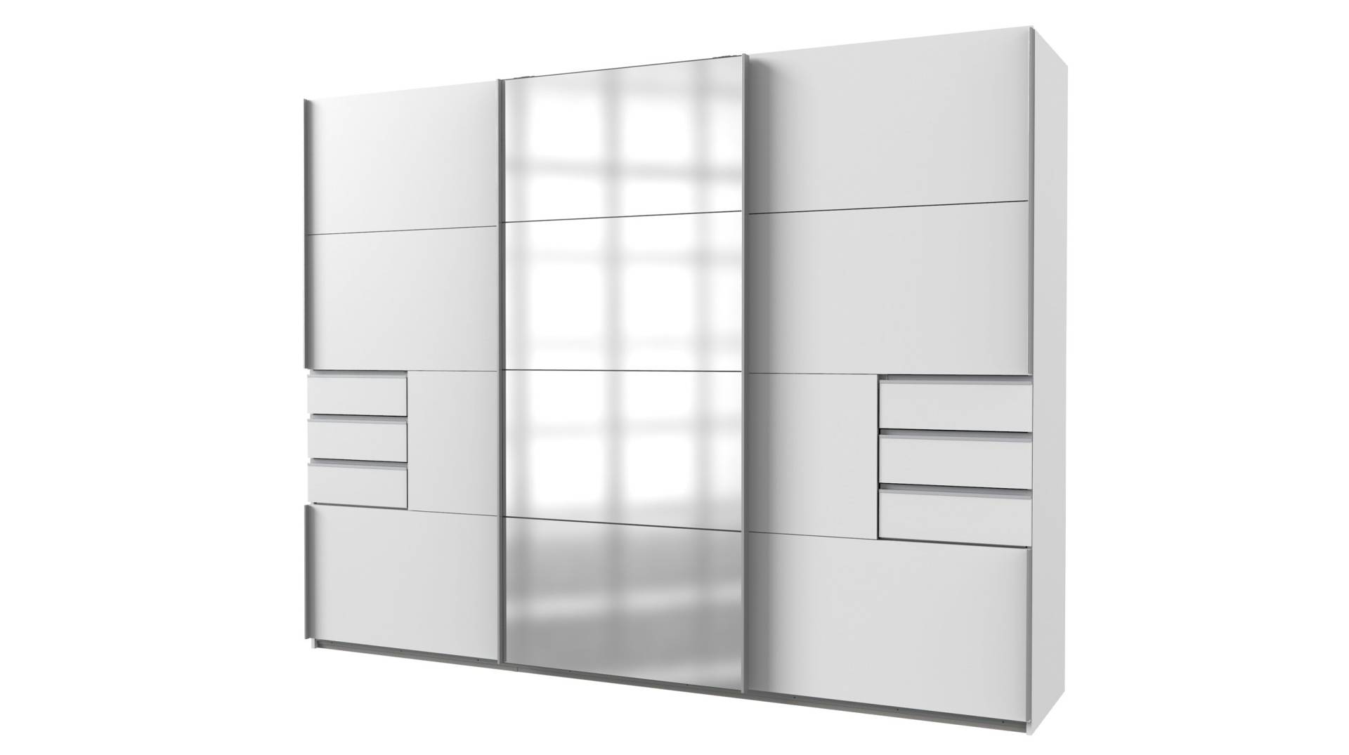 Schwebetürenschrank weiß 270 cm mit Spiegel - SAIGON von Die Möbelfundgrube