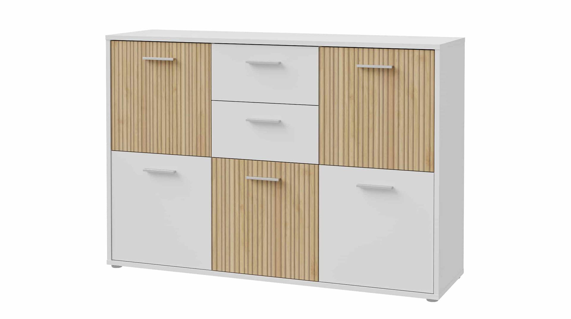 Sideboard 2 Schubladen weiß - Artisan Eiche 138 cm - QUADRO von Die Möbelfundgrube