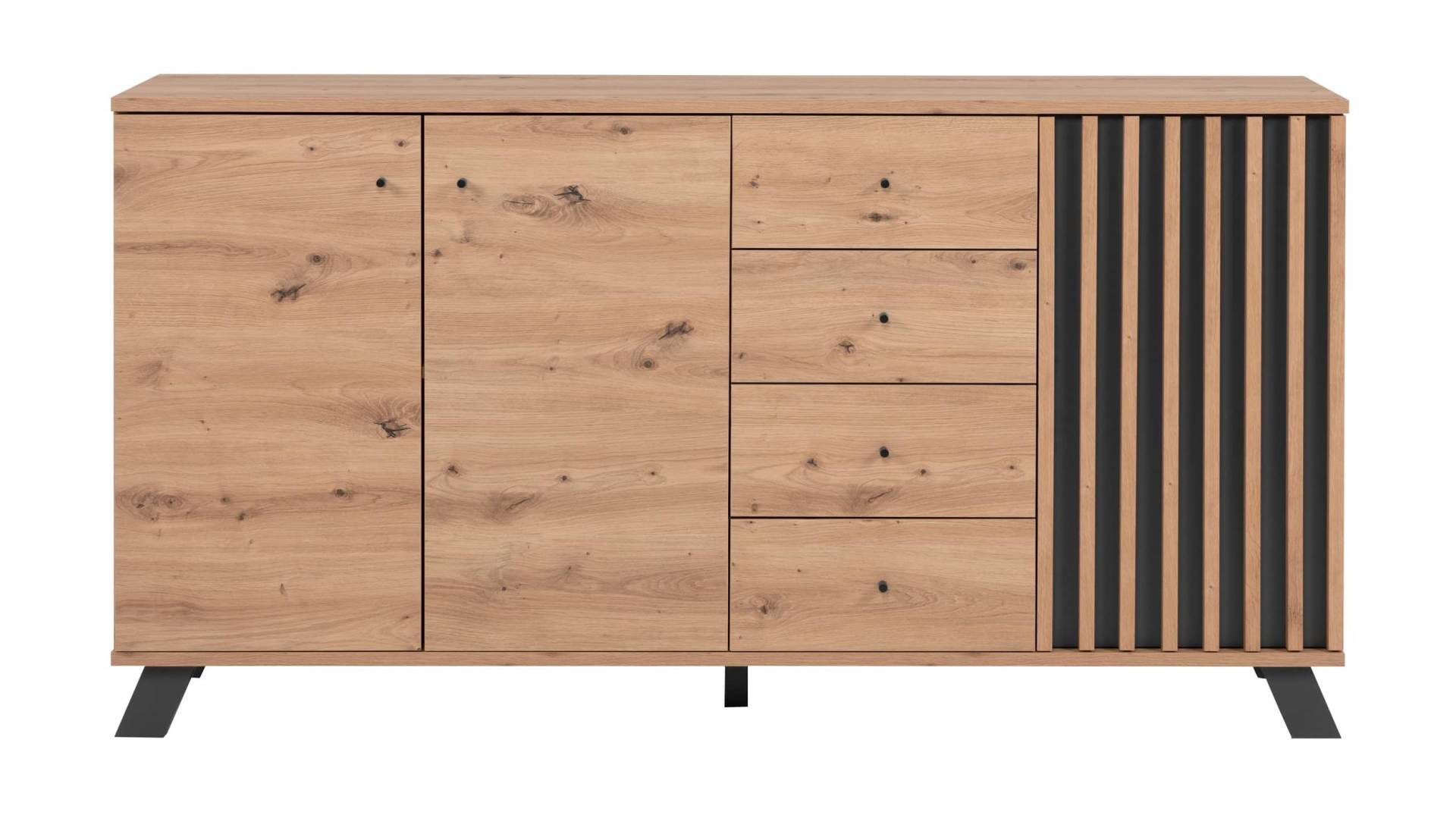 Sideboard 3 Türen Artisan Eiche - anthrazit 160 cm - MEDAN von Die Möbelfundgrube