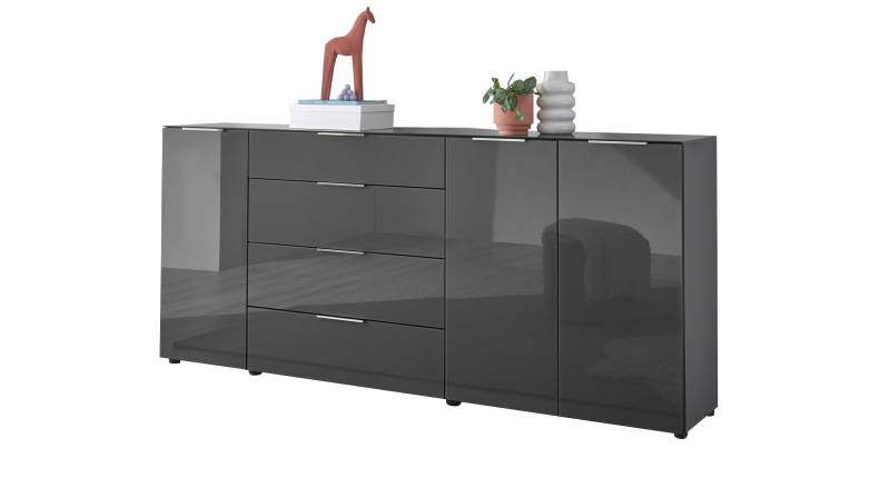 Sideboard 4 Schubladen - anthrazit - Glasfront - 226 cm - SANTORIN von Die Möbelfundgrube