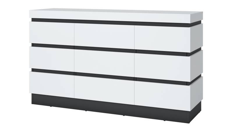 Sideboard alpinweiß - anthrazit 161 cm - CAMPANIA von Die Möbelfundgrube