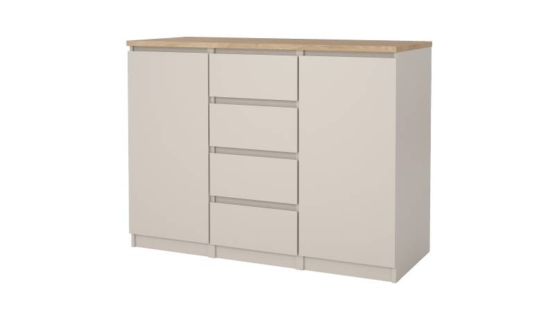 Sideboard mit 4 Schubladen beige - Jackson Hickory 121 cm - NAIA von Die Möbelfundgrube