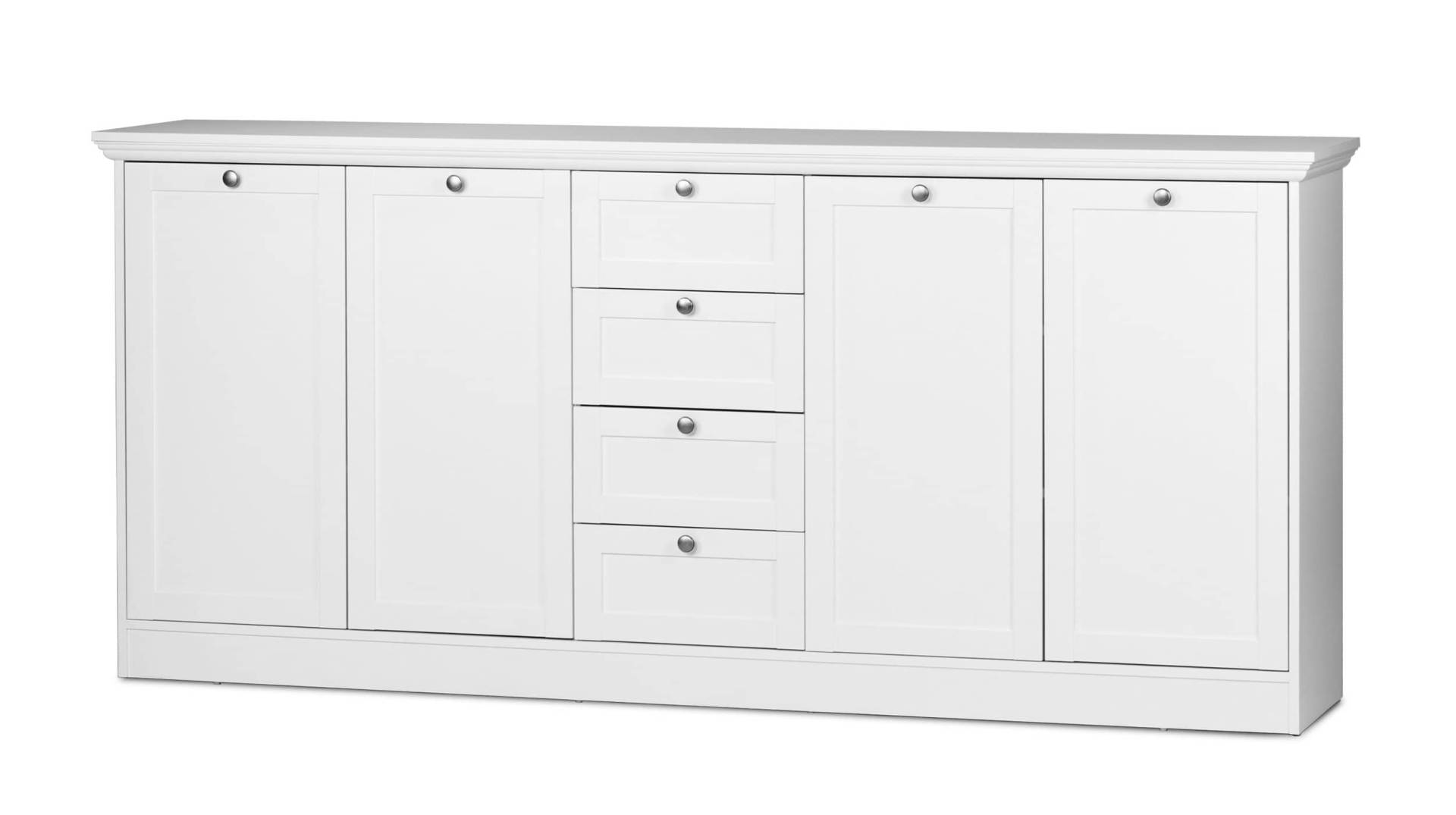 Sideboard mit 4 Schubladen weiß 200 cm - LANDWOOD von Die Möbelfundgrube