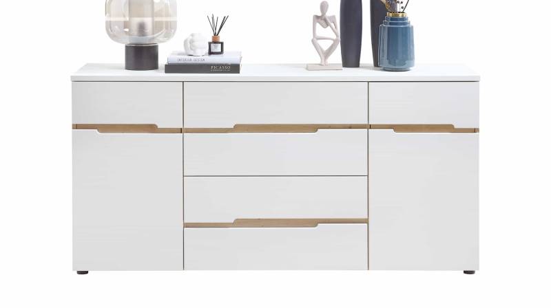 Sideboard mit 4 Schubladen weiß - Artisan Eiche 165 cm - MEMPHIS von Die Möbelfundgrube