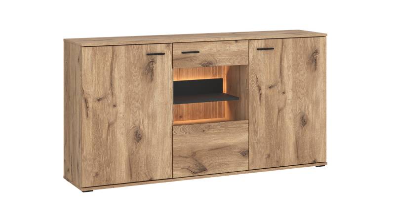 Sideboard mit Glastür Viking Eiche - Beleuchtung 160 cm - PARDOO von Die Möbelfundgrube