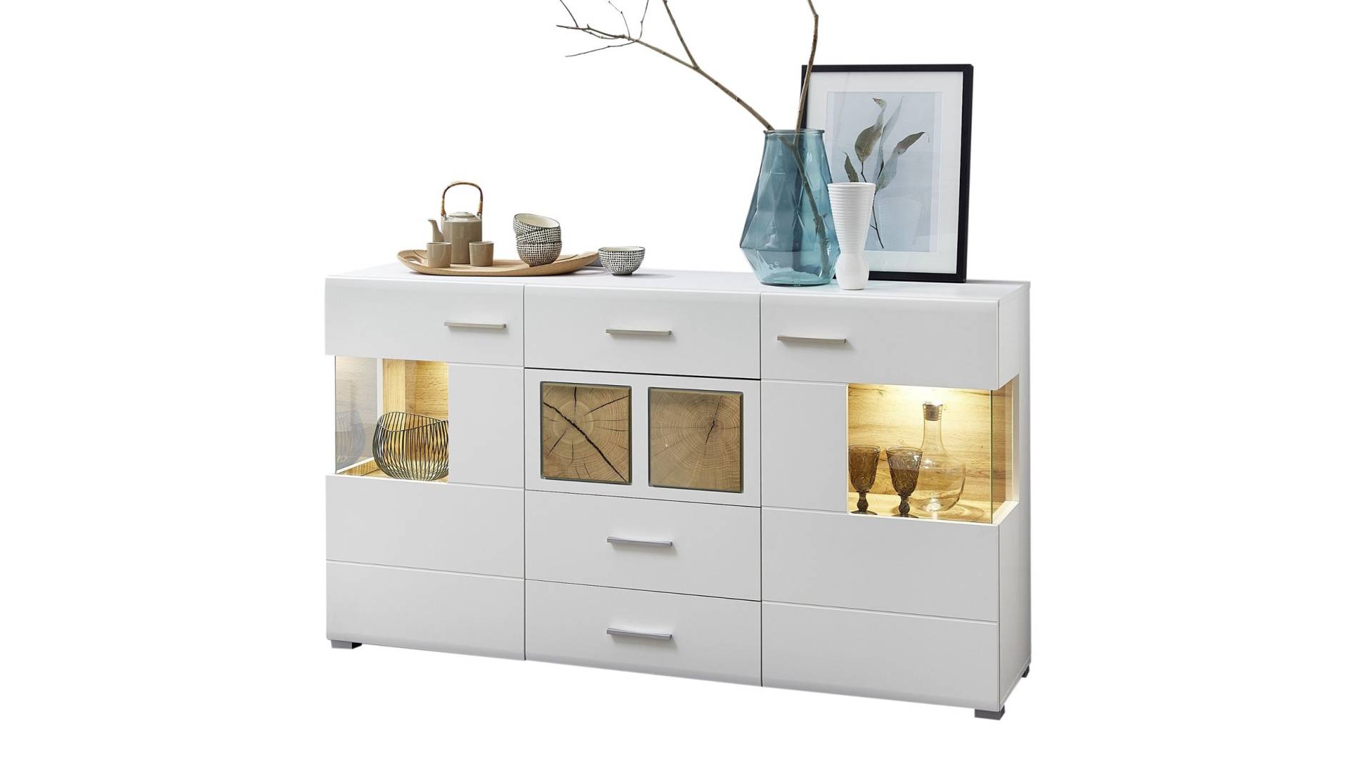 Sideboard weiß Hirnholzoptik 2-türig - 170 cm - FUN PLUS von Die Möbelfundgrube