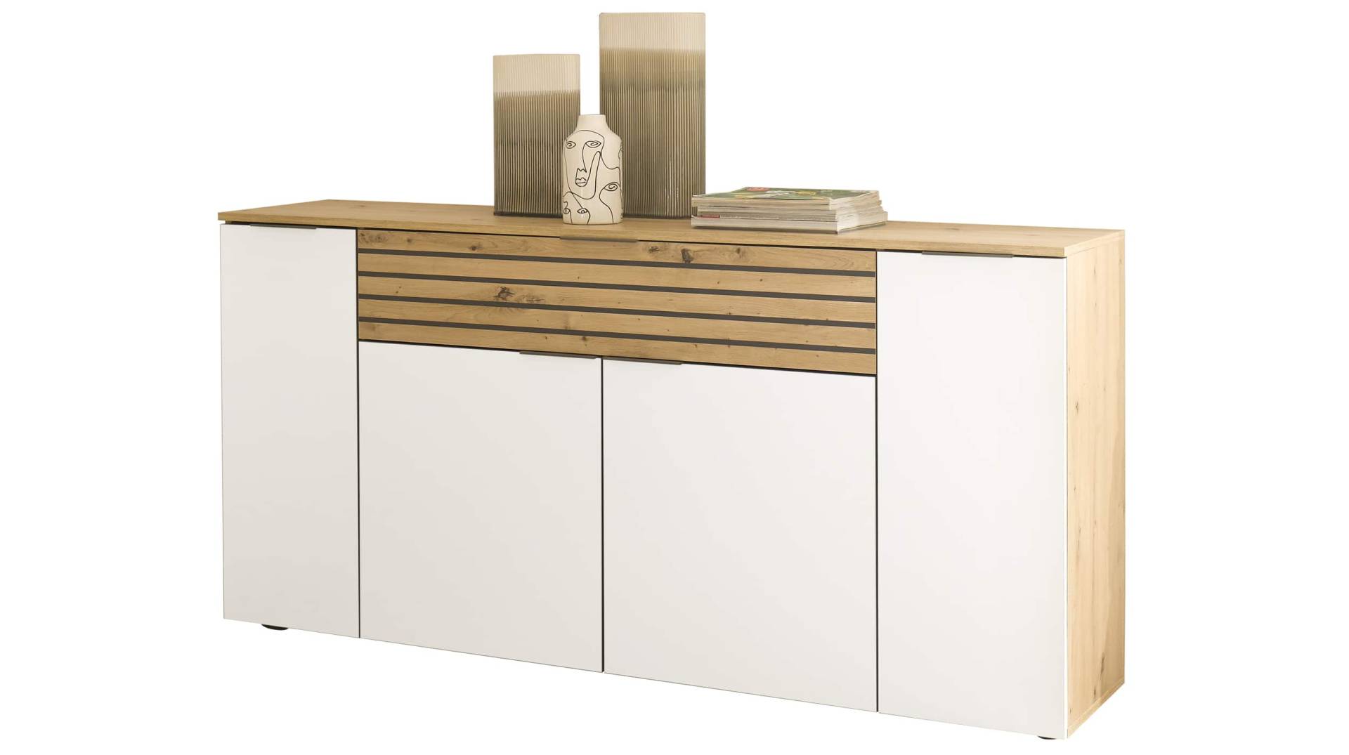 Sideboard mit Schublade weiß - Eiche 177 cm - VAASA von Die Möbelfundgrube