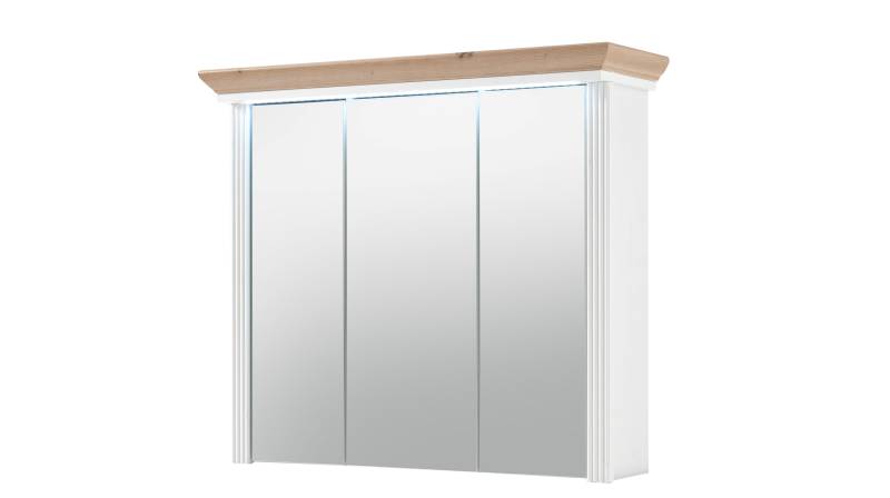 Spiegelschrank mit Beleuchtung Pinie weiß 83 cm - JASMIN von Die Möbelfundgrube