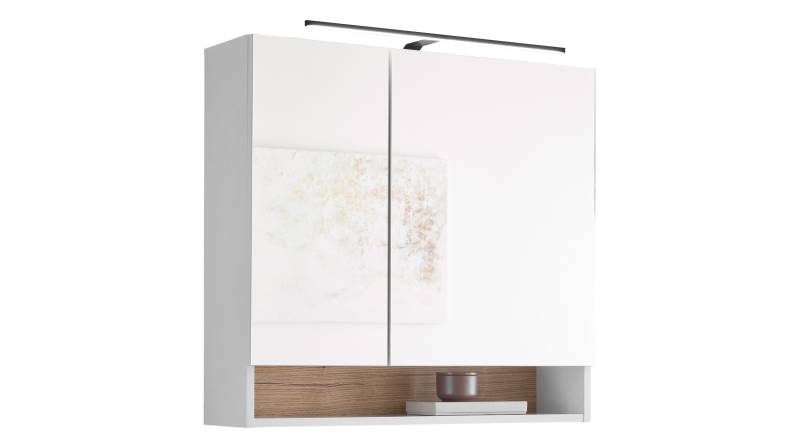Spiegelschrank mit Beleuchtung weiß Evoke Eiche 80 cm - DALIA von Die Möbelfundgrube