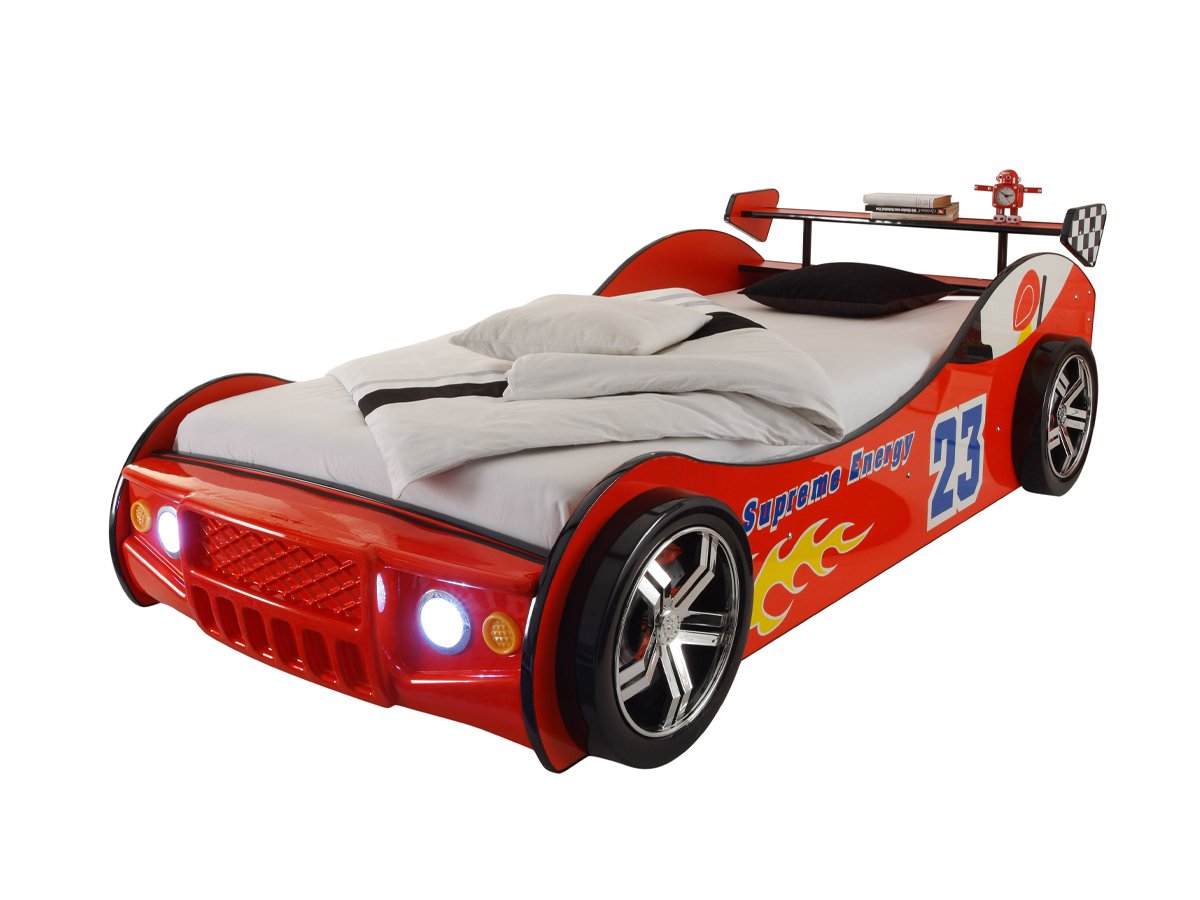 Spielbett Automotiv 90 x 200 cm rot lackiert - ENERGY von Die Möbelfundgrube