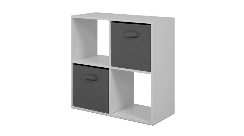 Standregal weiß 60 x 60 cm - mit 2 Faltboxen - ARVIKA von Die Möbelfundgrube