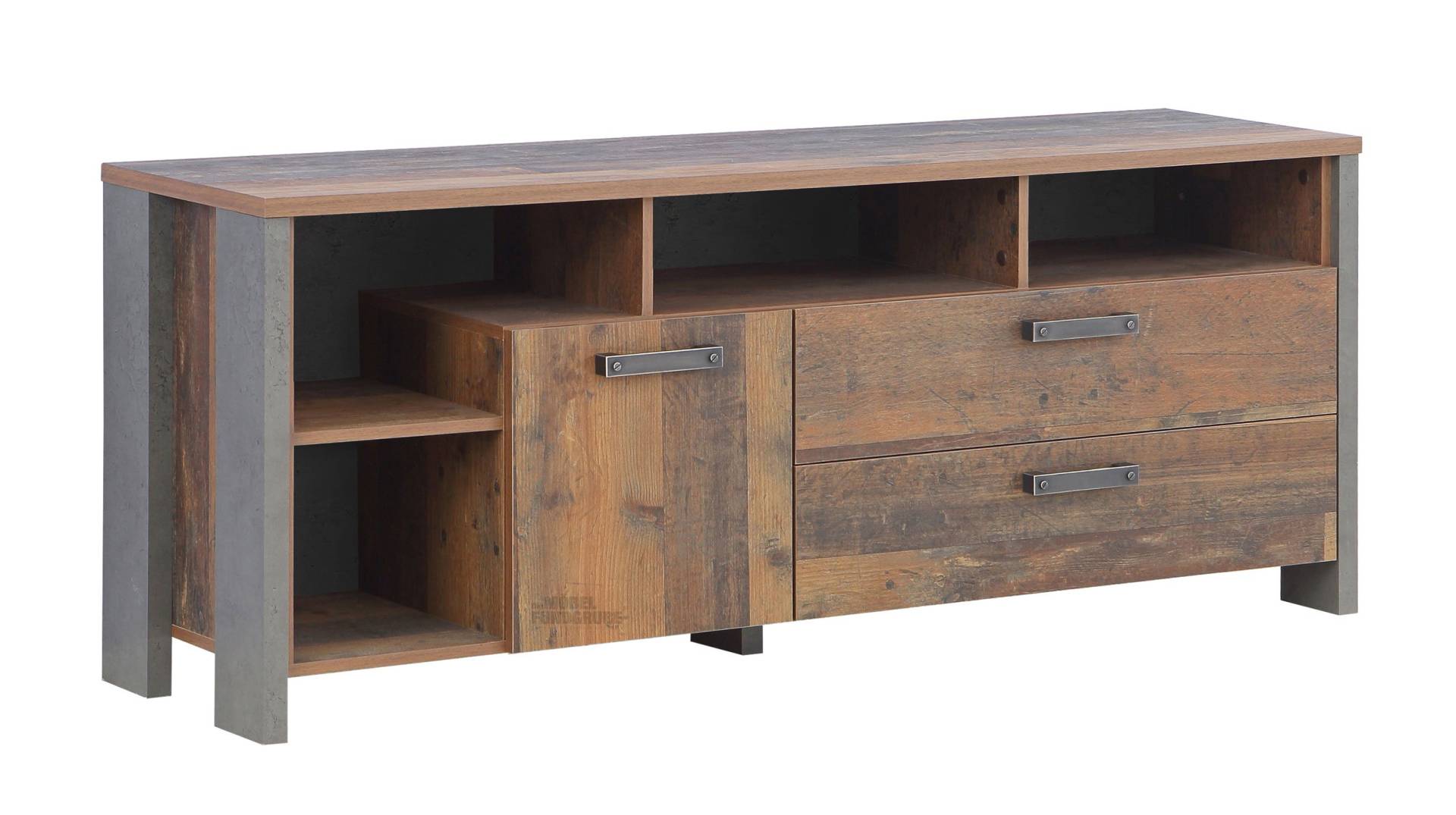 TV - Lowboard Old Wood Vintage - Betonoptik 161 cm - CLIF von Die Möbelfundgrube