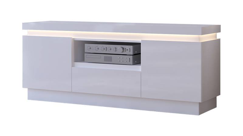 TV - Lowboard mit Beleuchtung weiß Hochglanz 160 cm - LYON von Die Möbelfundgrube