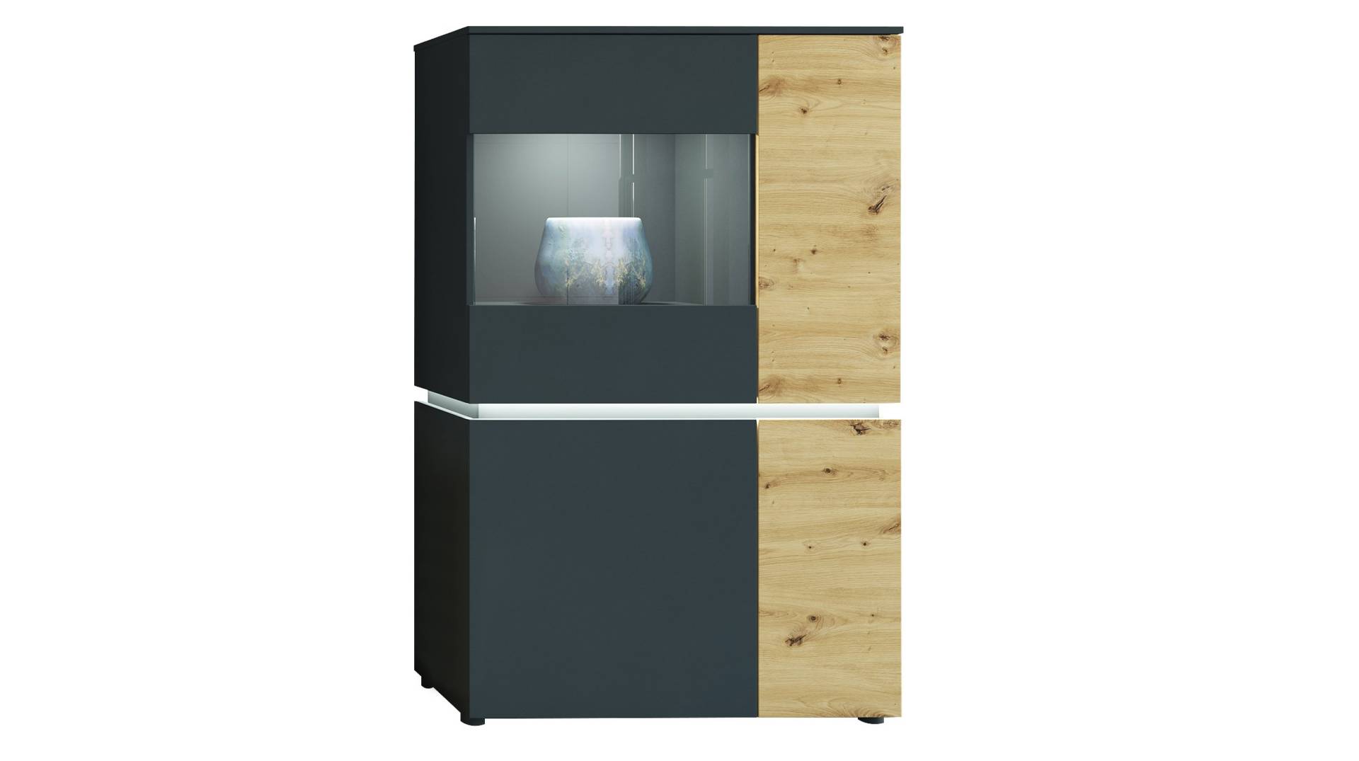 Vitrine mit Beleuchtung Artisan Eiche - grau B 90 x H 146 cm - LUCI Vitrine mit Beleuchtung Artisan Eiche - grau B 90 x H 146 cm - LUCI von Die Möbelfundgrube