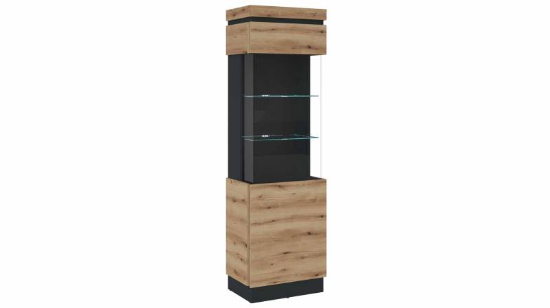Vitrine mit Glastür Coast Evoke Eiche - grau Breite 60 cm - CORTE von Die Möbelfundgrube