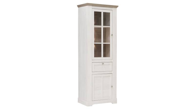 Vitrine mit Beleuchtung Schneeeiche - weiß Breite 76 cm - ILOPPA von Die Möbelfundgrube