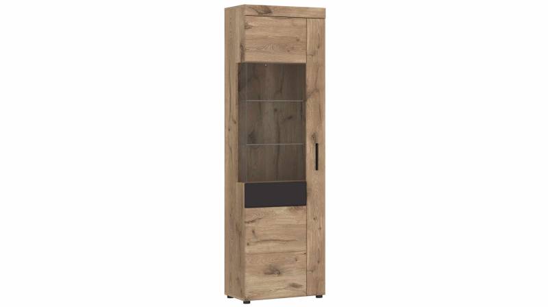 Vitrine mit Glastür Viking Eiche - grau - Breite 58 cm - GRANO von Die Möbelfundgrube