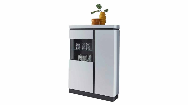 Vitrine mit Glastür alpinweiß B 104 x H 164 cm - CAMPANIA von Die Möbelfundgrube