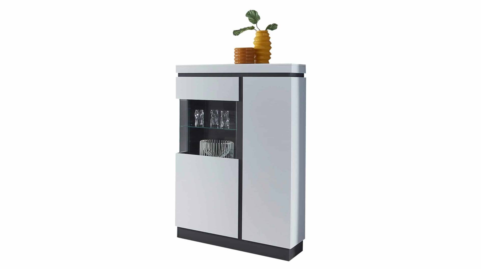 Vitrine mit Glastür alpinweiß B 104 x H 164 cm - CAMPANIA von Die Möbelfundgrube