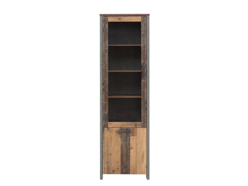 Vitrine mit Glastür Old Wood - Beton - grau Breite 62 cm - CLIF von Die Möbelfundgrube