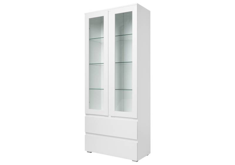 Vitrine mit 2 Glastüren weiß Breite 80 cm - IMAGE von Die Möbelfundgrube