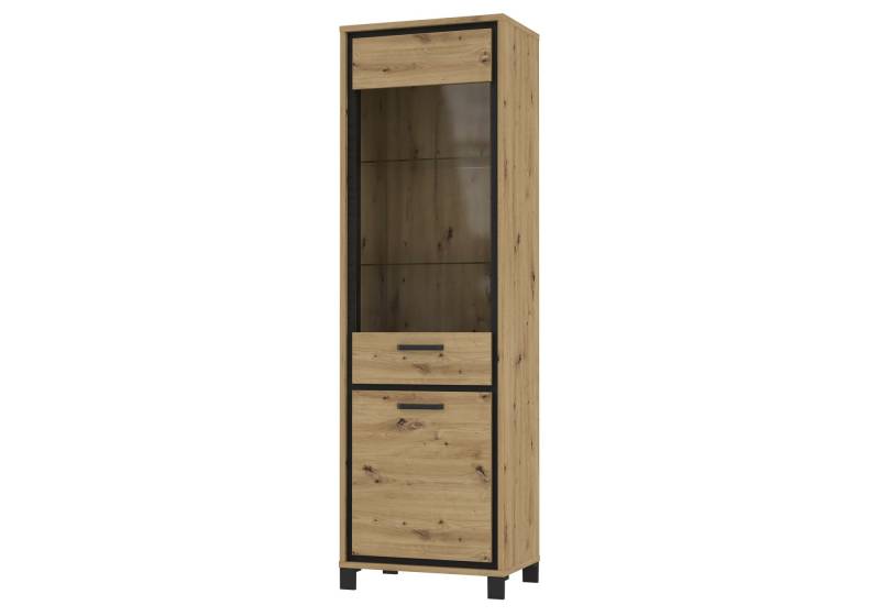 Vitrine mit Glastür Artisan Eiche Breite 64 cm - TRONDHEIM von Die Möbelfundgrube