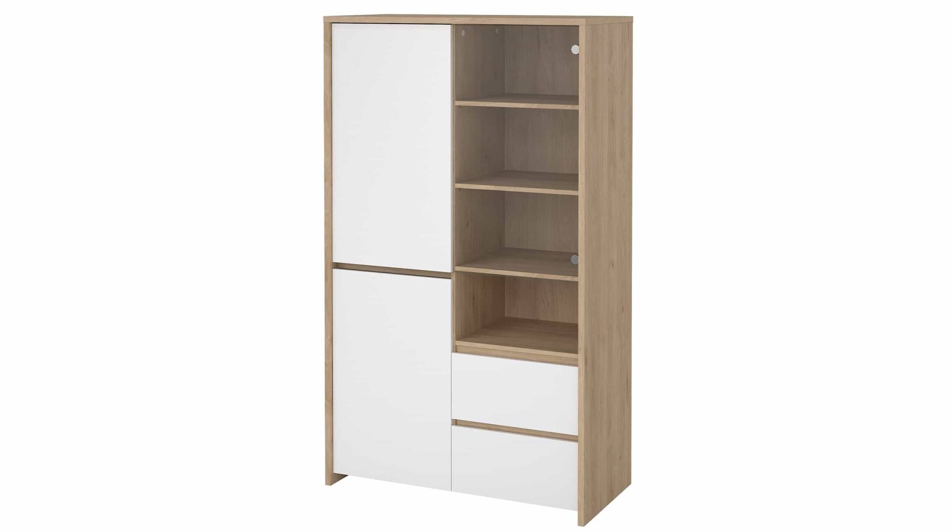 Vitrine mit Glastür weiß hochglanz Jackson Hickory B 100 cm - NEXT Vitrine mit Glastür weiß hochglanz Jackson Hickory B 100 cm - NEXT von Die Möbelfundgrube