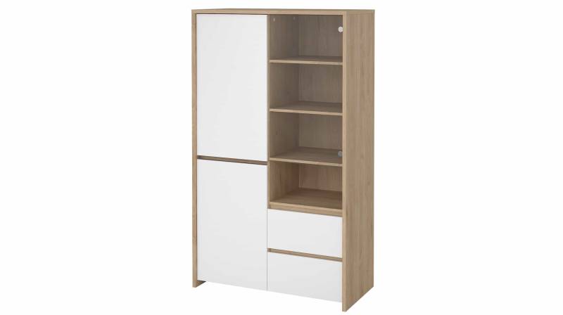 Vitrine mit Glastür weiß hochglanz Jackson Hickory B 100 cm - NEXT von Die Möbelfundgrube