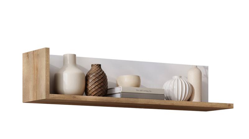 Wandboard weiß Hochglanz - Eiche 120 cm - LYON von Die Möbelfundgrube