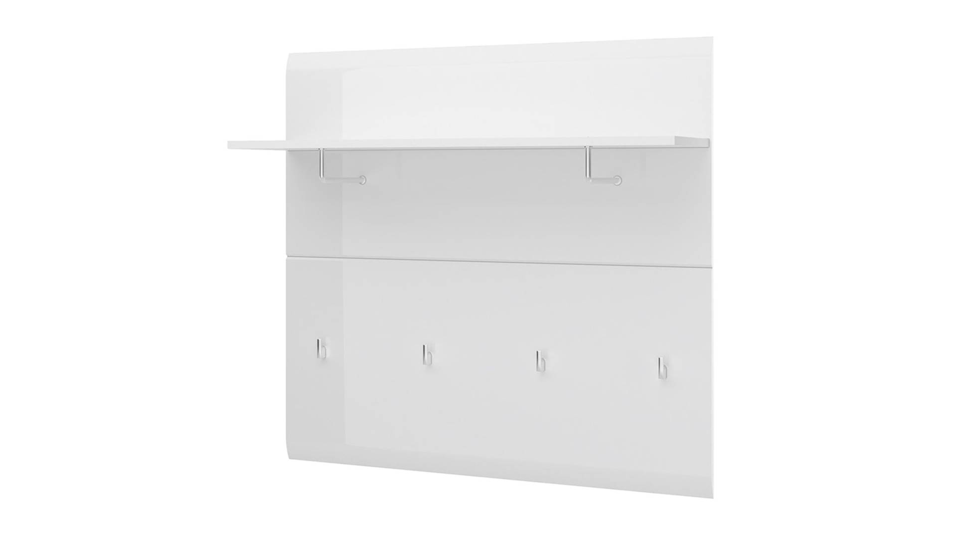 Wandgarderobe Paneel weiß hochglanz 96 cm - MERANO von Die Möbelfundgrube