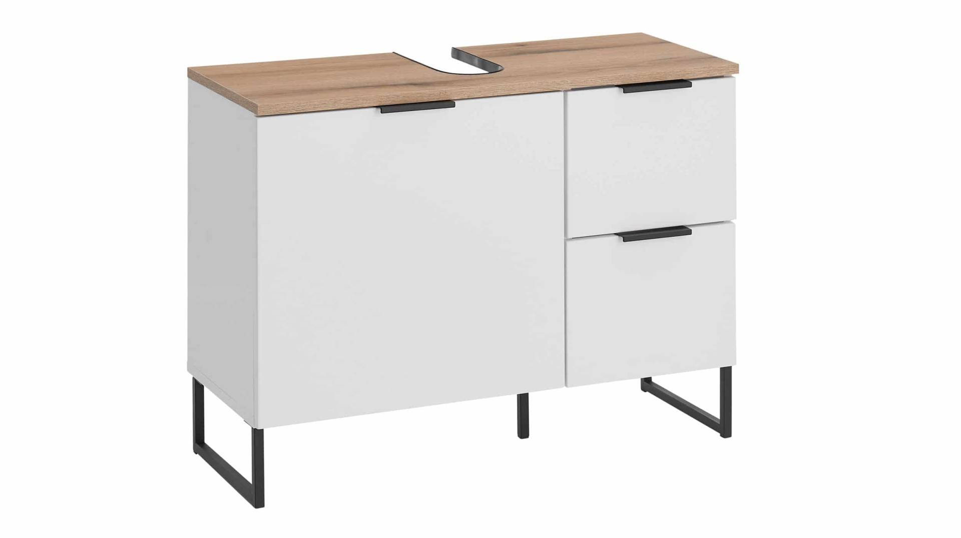 Waschbeckenunterschrank weiß Eiche 80 cm - DALIA von Die Möbelfundgrube