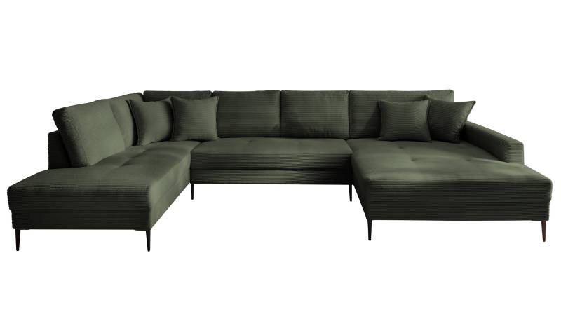Wohnlandschaft Cord dunkelgrün - 360 cm - SUMMER von Massivart