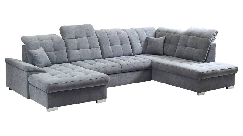 Wohnlandschaft Schlaffunktion grau - 330 cm - Bettkasten NICOLE von Die Möbelfundgrube
