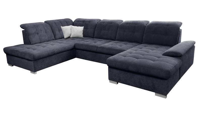 Wohnlandschaft Schlaffunktion dunkelblau Bettkasten 343 cm - VIKTOR von Die Möbelfundgrube