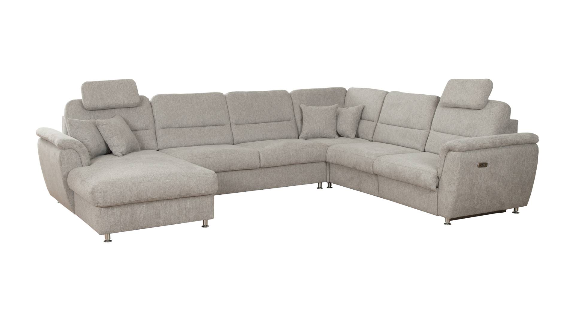 Wohnlandschaft grau ausziehbar Sitztiefenverstellung 345 cm - DEVA von Die Möbelfundgrube