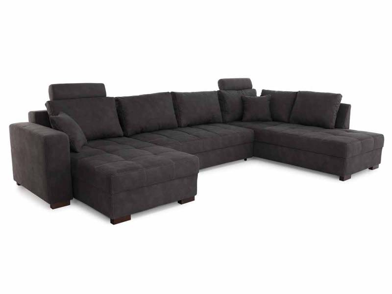 Wohnlandschaft mit Schlaffunktion grau Bettkasten 357  cm - ANTEGO von Die Möbelfundgrube