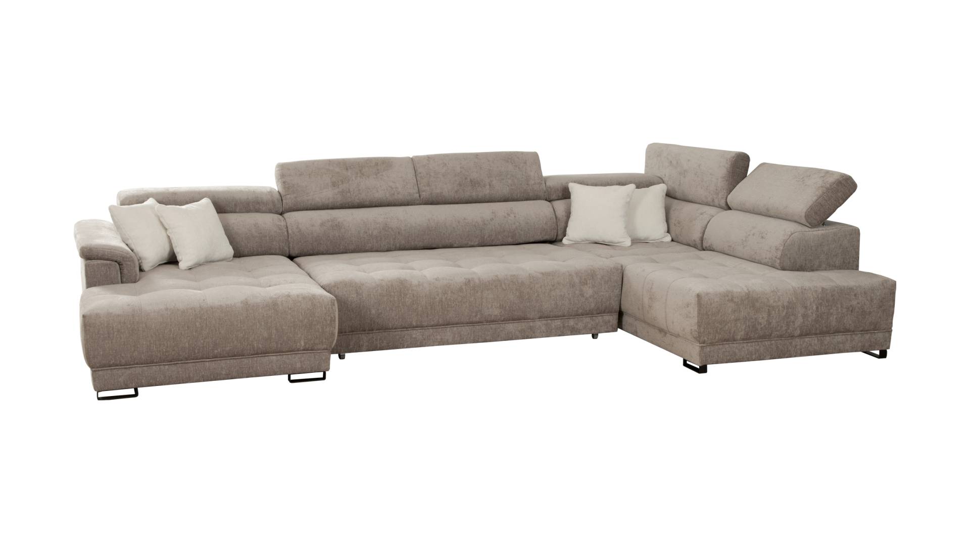 Wohnlandschaft taupe ausziehbar - Sitztiefenverstellung - BENEVENTO von Die Möbelfundgrube