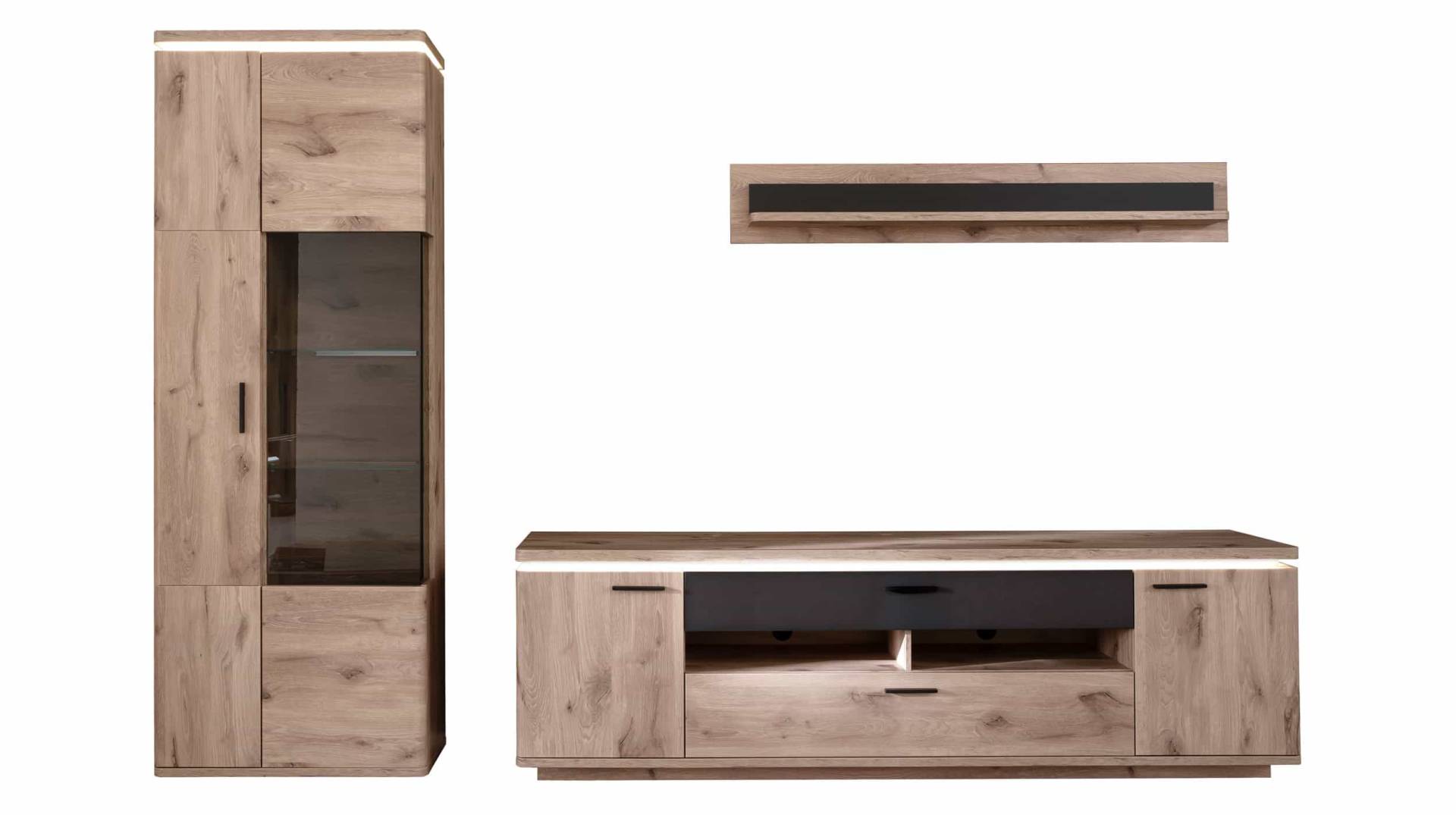 Wohnwand Viking Oak - anthrazit - 295 cm - MODENA Wohnwand Viking Oak - anthrazit - 295 cm - MODENA von Die Möbelfundgrube
