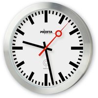 PEWETA Funk-Wanduhr DCF77 Typ 150, DIN-Balkenziffern, „Bahnhof-Sekundenzeiger“, Ø 300 mm, Aluminium mattgeschliffen von Jungheinrich PROFISHOP