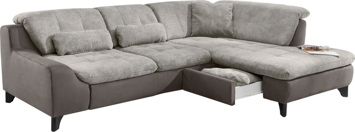 Die PlanBar Ecksofa MP-IN11010 L-Form, mit Kopfteilverstellung, optional Bettfunktion und Schubkasten von Die PlanBar